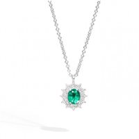 Necklace Recarlo Woman Camelia in White Gold Smeraldo 0.32 Ct P77CC001/SM - P77CC001/SM